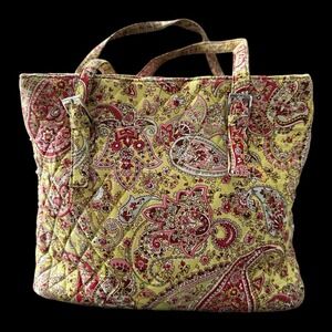 Vera Bradley PISTACHIO PAISLEY Silk Shoulder Tote Purse Limited Edition Rare
